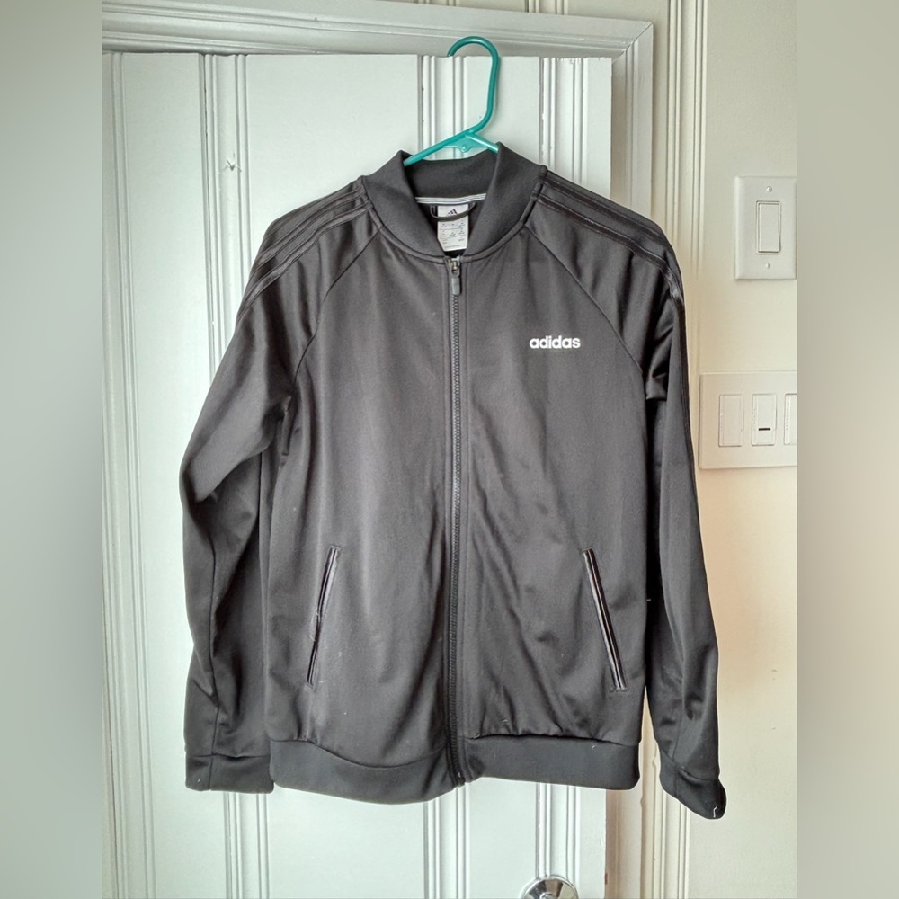 All Black Adidas Zip Up Sweatshirt